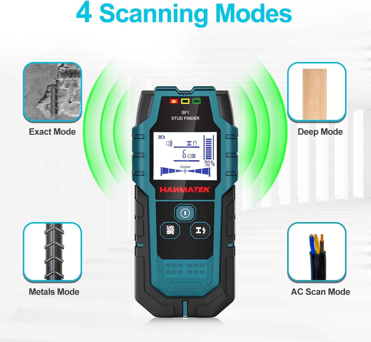 Thumbnail 6 de HANMATEK SF1 : détecteur mural 4 en 1 pour métaux, bois et câbles CA