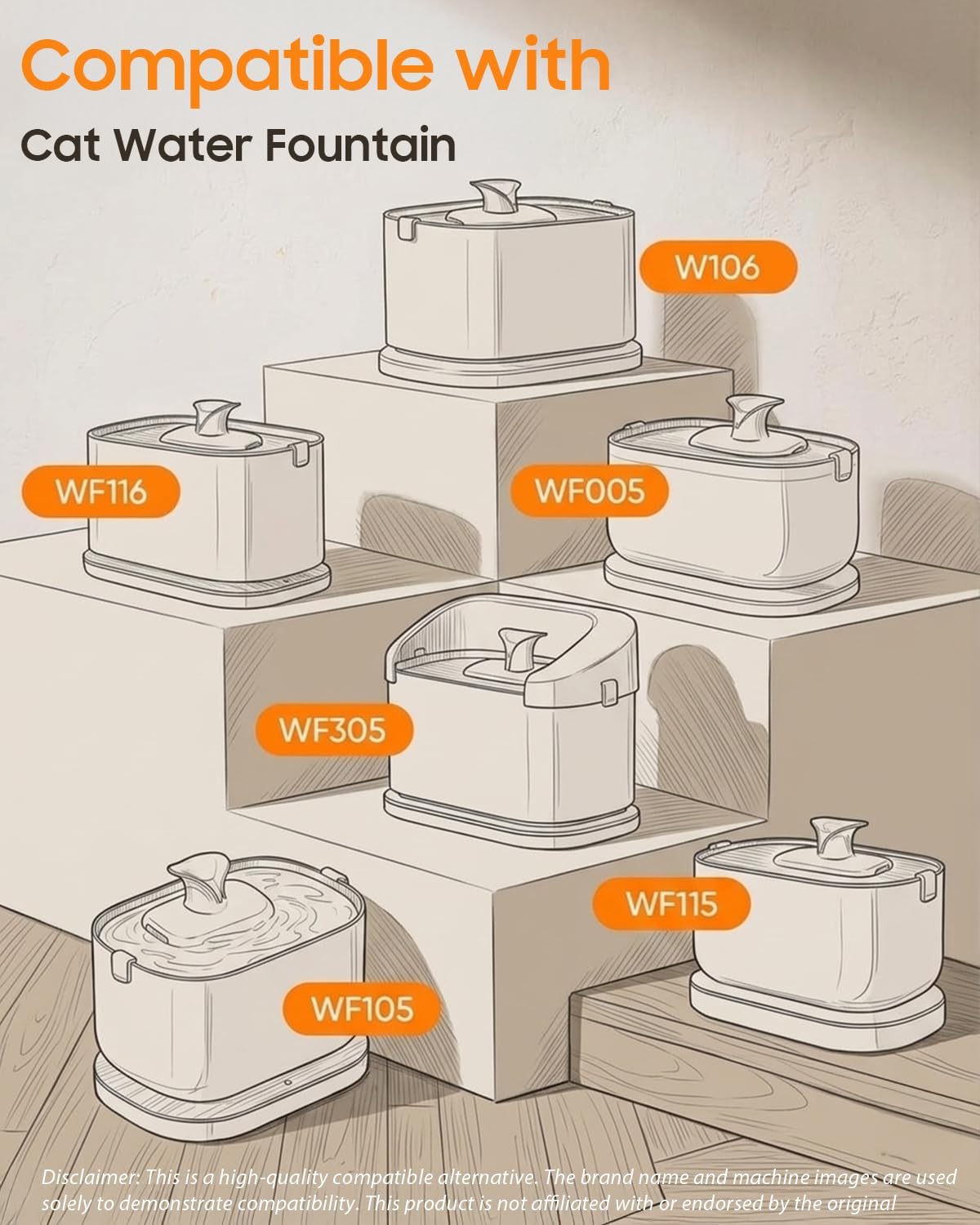 Detalle de AWoHH PTW Cat Fountain Filter Set, 25 Filters, 25 Sponges and Brush