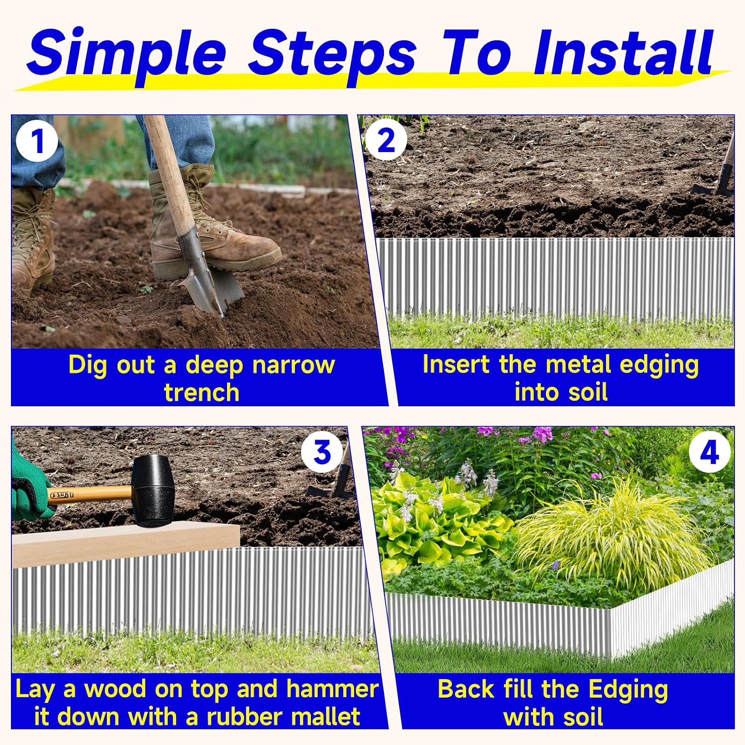 Detalle de GTSABWAY YSBWJ-6X40Ft Corrugated Galvanized Steel Garden Edging