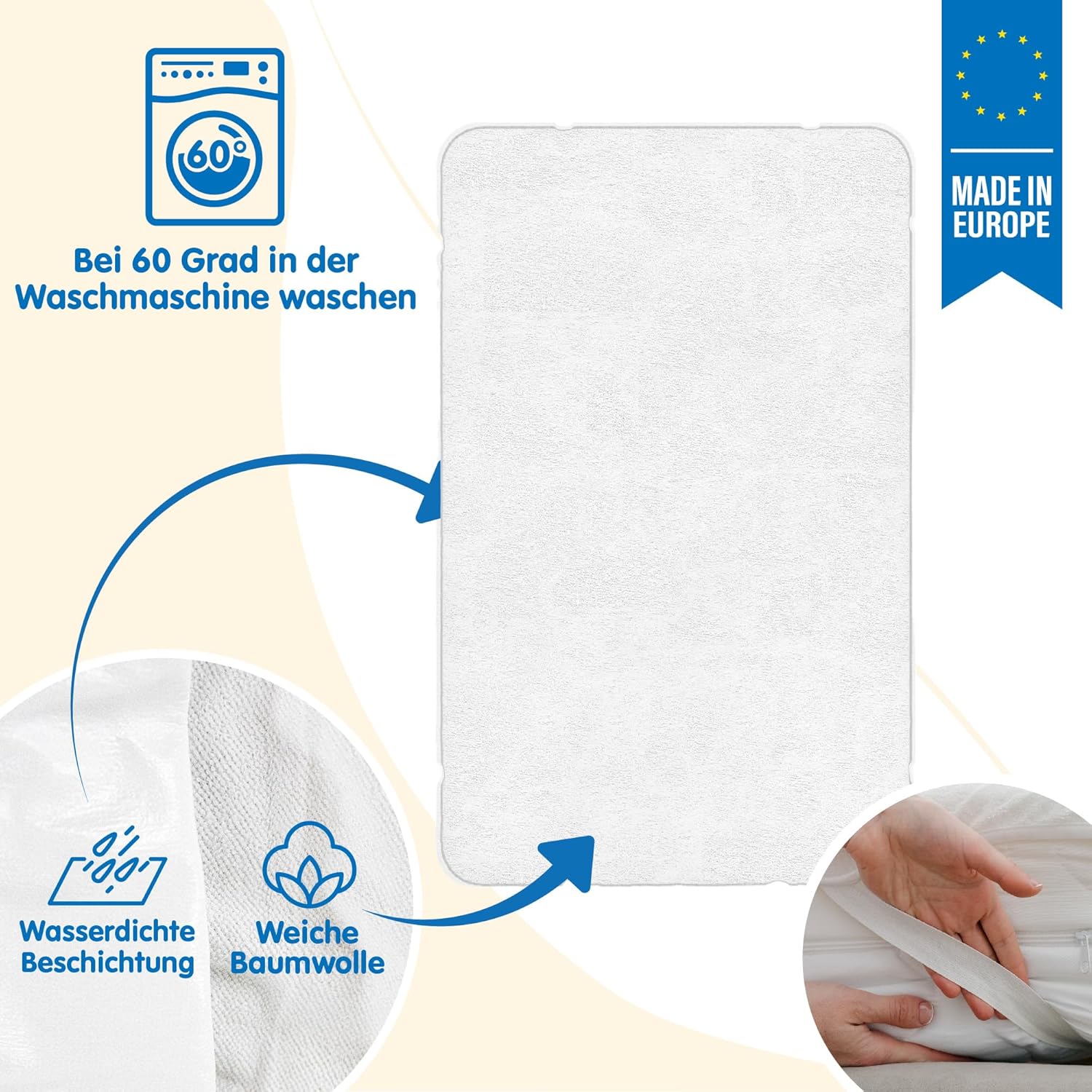 Thumbnail 4 de Coprimaterasso impermeabile lettino singolo 70x140 cm – protezione affidabile per letto neonato e culla