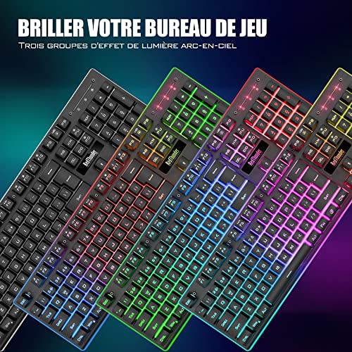 Thumbnail 3 de RedThunder K10 Ensemble Clavier et Souris Gaming sans Fil (AZERTY FR), rétroéclairage LED, 2,4G, 3000 mAh + 800 mAh
