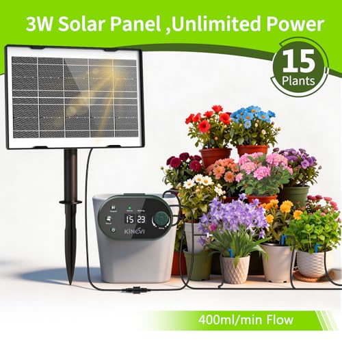Thumbnail 1 de Sistema de Riego Solar para Jardín KINEVI: Kit de Goteo Autorriego con 15 Cabezas, ideal para exterior e interior