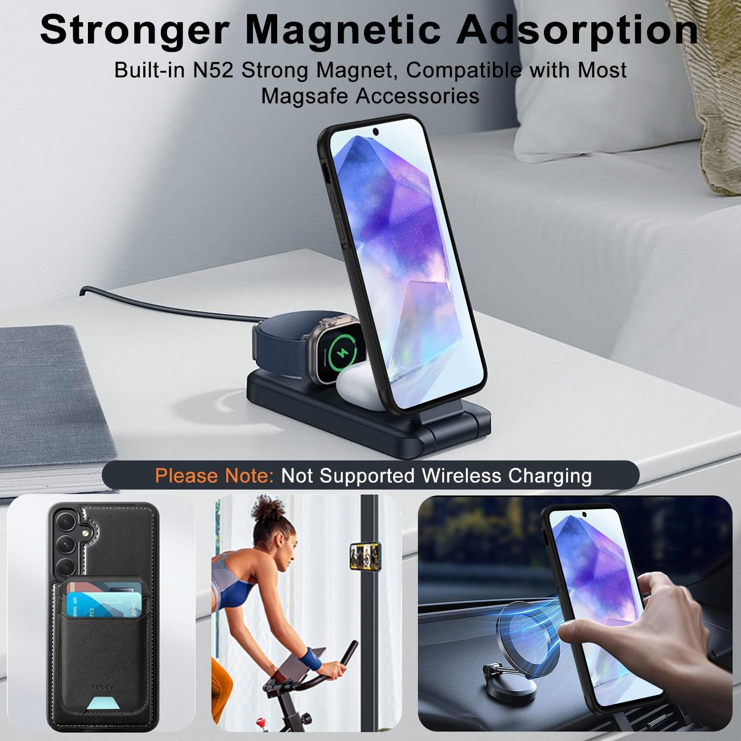 Thumbnail 2 de XTCASE Magnétique Coque 2 en 1 pour Samsung Galaxy A55 5G – Étui portefeuille en PU noir