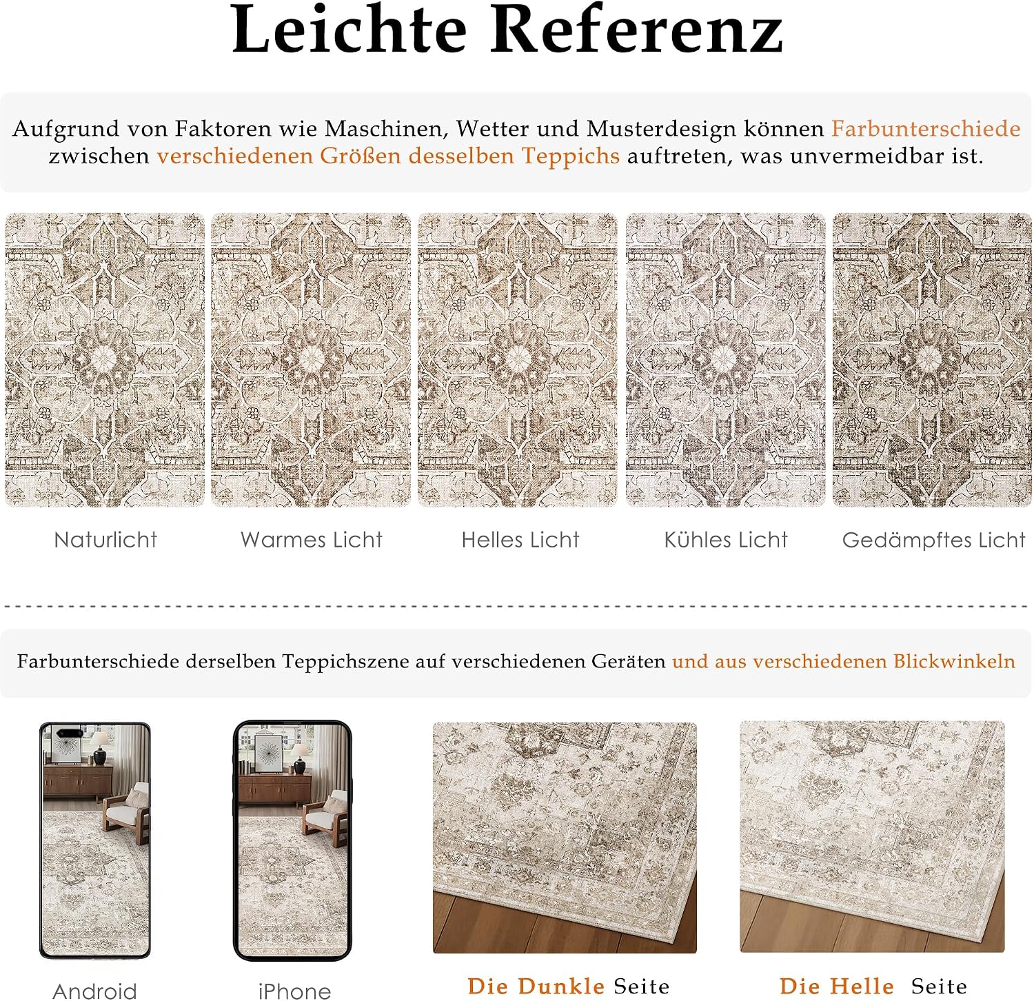 Thumbnail 1 de PureCozy Vintage Teppich Beige 200x300cm – rutschfest, waschbar, Living Room