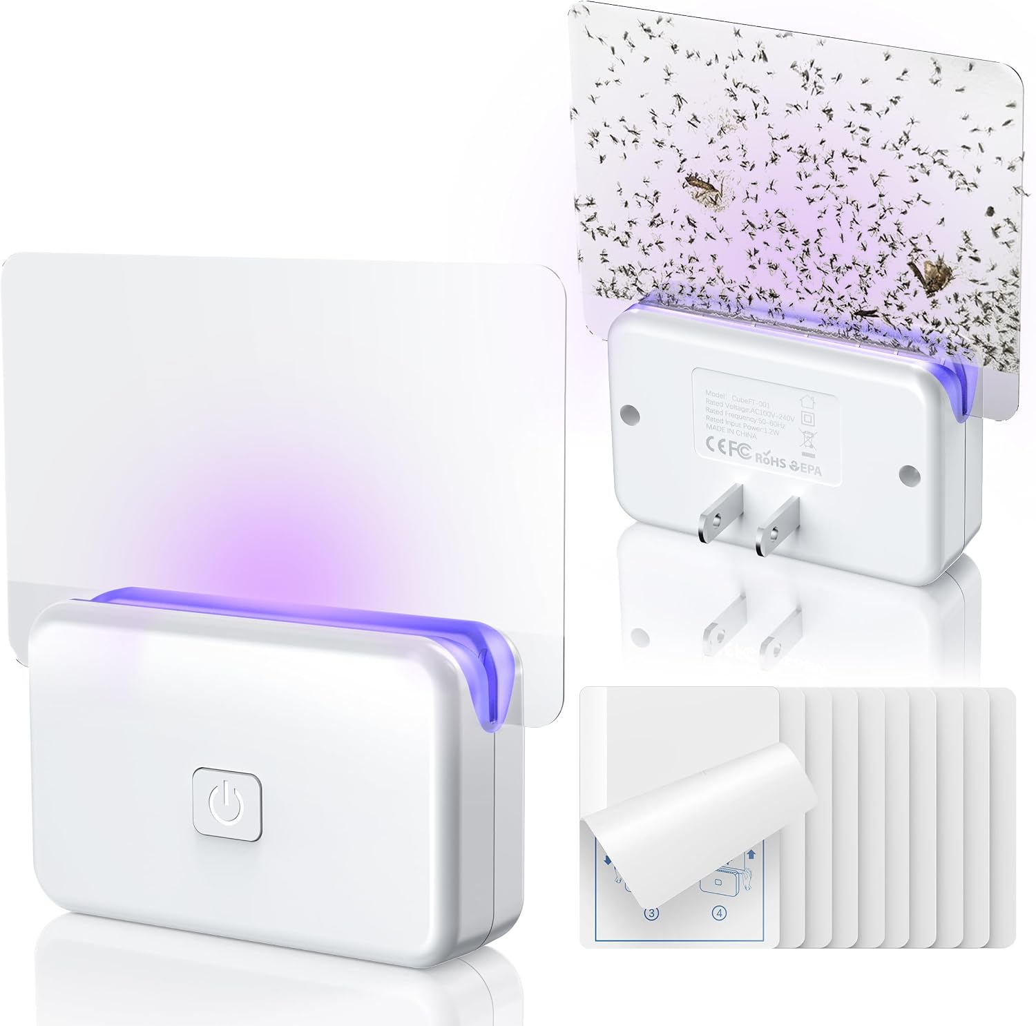 Detalle de LFSYS Cube002 Fruit Fly Traps, Plug-In UV Light, 2 Devices and 10 Refills