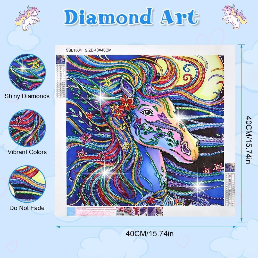 Thumbnail 1 de Kit Diamond Painting AUAUY 5D fai da te con unicorno 40 x 40 cm