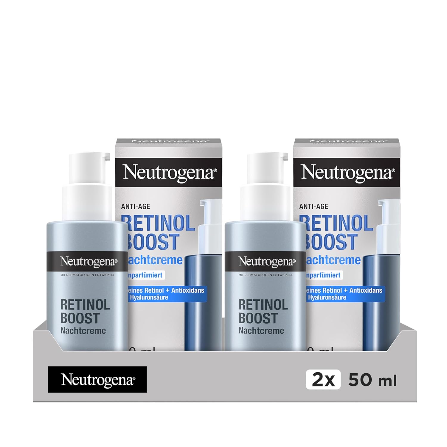 Detalle de Neutrogena Retinol Boost Nachtcreme (50 ml) – Anti-Aging Feuchtigkeitspflege im Doppelpack
