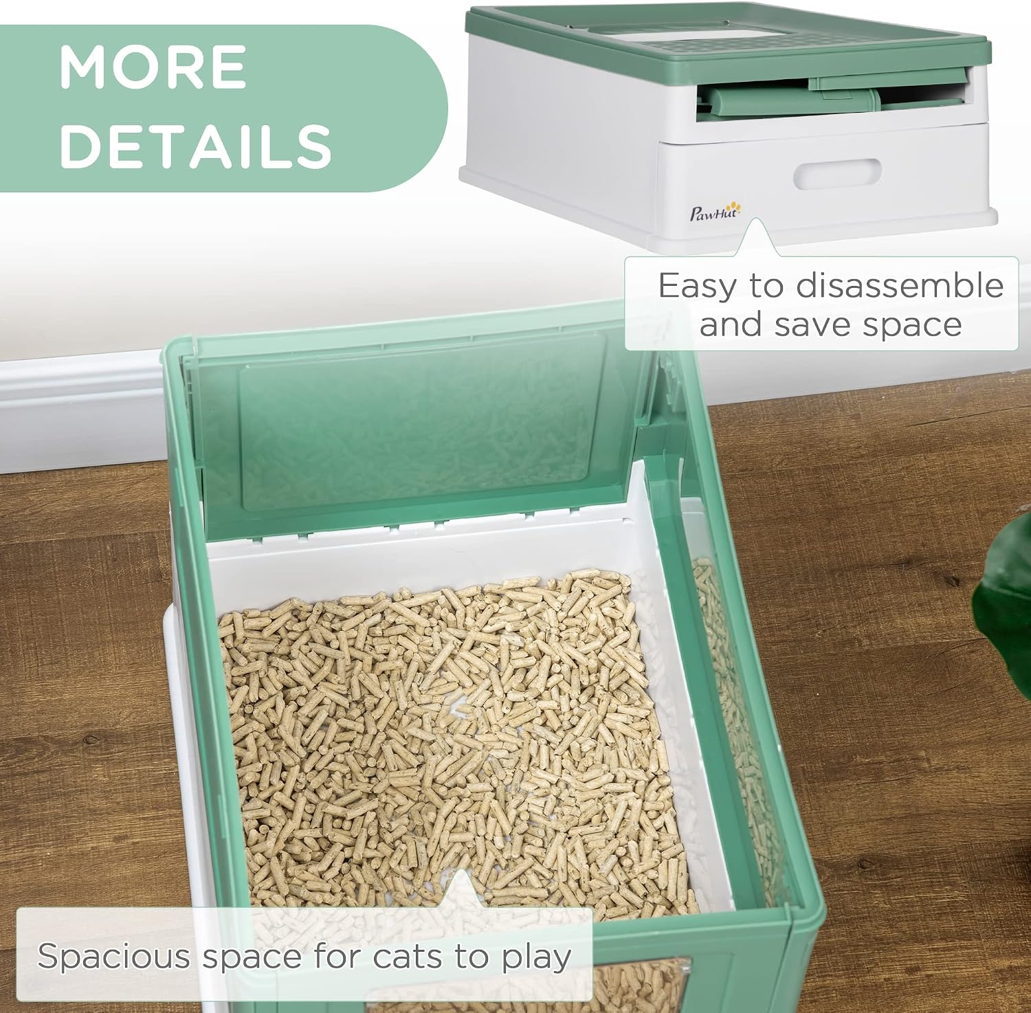 Thumbnail 5 de PawHut Cat Litter Tray 47.5 cm front-entry litter box 🐱