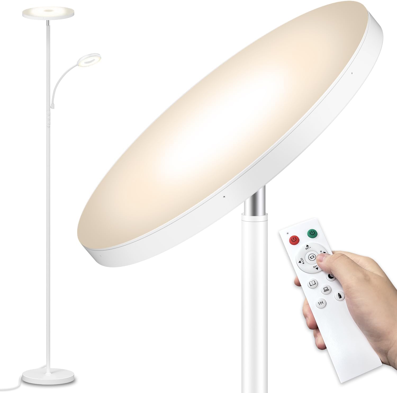 Detalle de 42W Stehlampe Wohnzimmer Weiß: 4200 Lumen, verstellbare Farbtemperatur und Dimmmodus