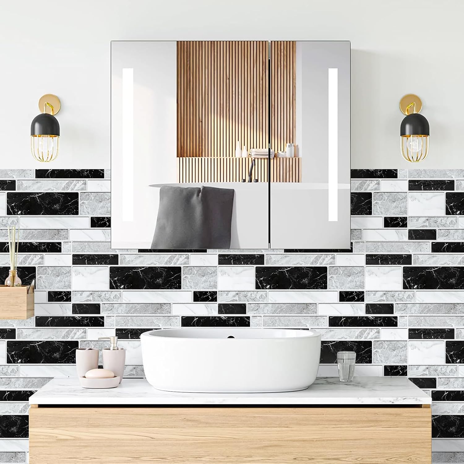 Thumbnail 6 de Decoroom Azulejos Autoadhesivos Blanco y Negro 🏠