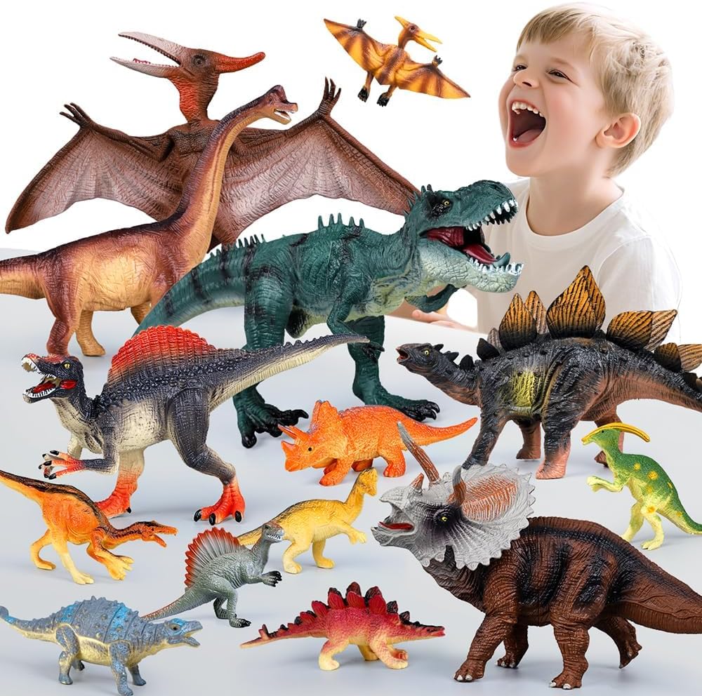 Detalle de Drefirsa 14-Piece Dinosaur Figure Set for Kids (Jumbo & Small Dino Toys, Ages 3–8)
