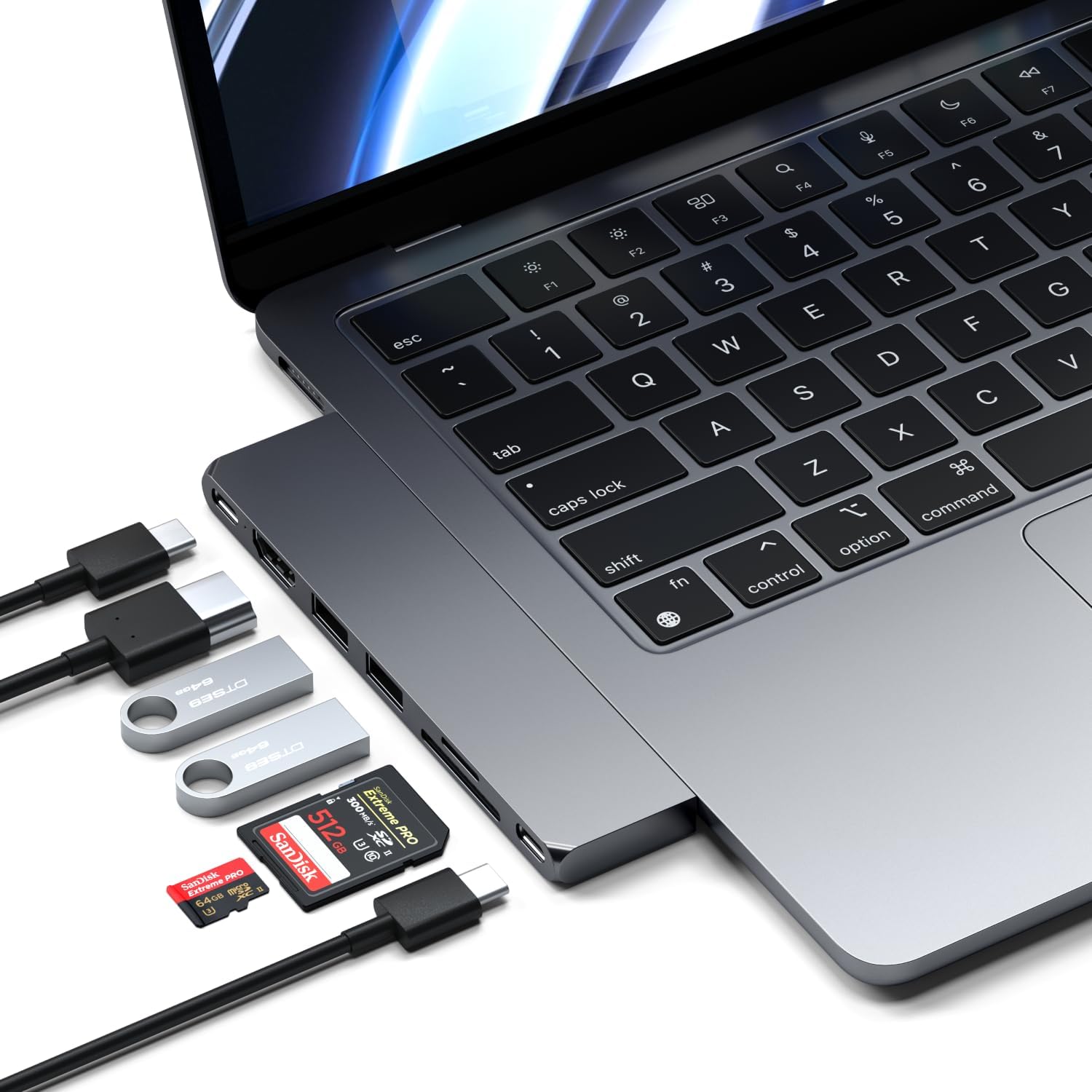 Satechi 7 in 1 USB4 Pro Slim Hub USB-C grigio siderale (fino a 6K/60Hz, HDMI 4K/60Hz, PD 100W) per MacBook Air e Pro