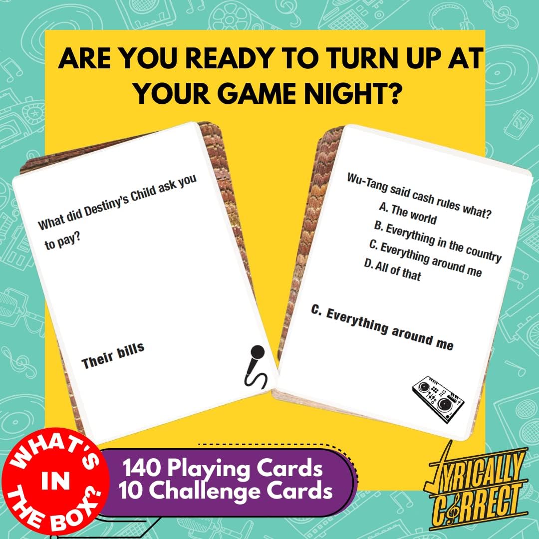 Detalle 2 de Lyrically Correct 1990s–2000s Music Trivia Card Game 🎲
