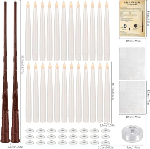 Thumbnail 8 de LIVEN 24 Pcs Halloween LED Magic Hanging Floating Candles – Ensemble féerique avec 2 baguettes magiques