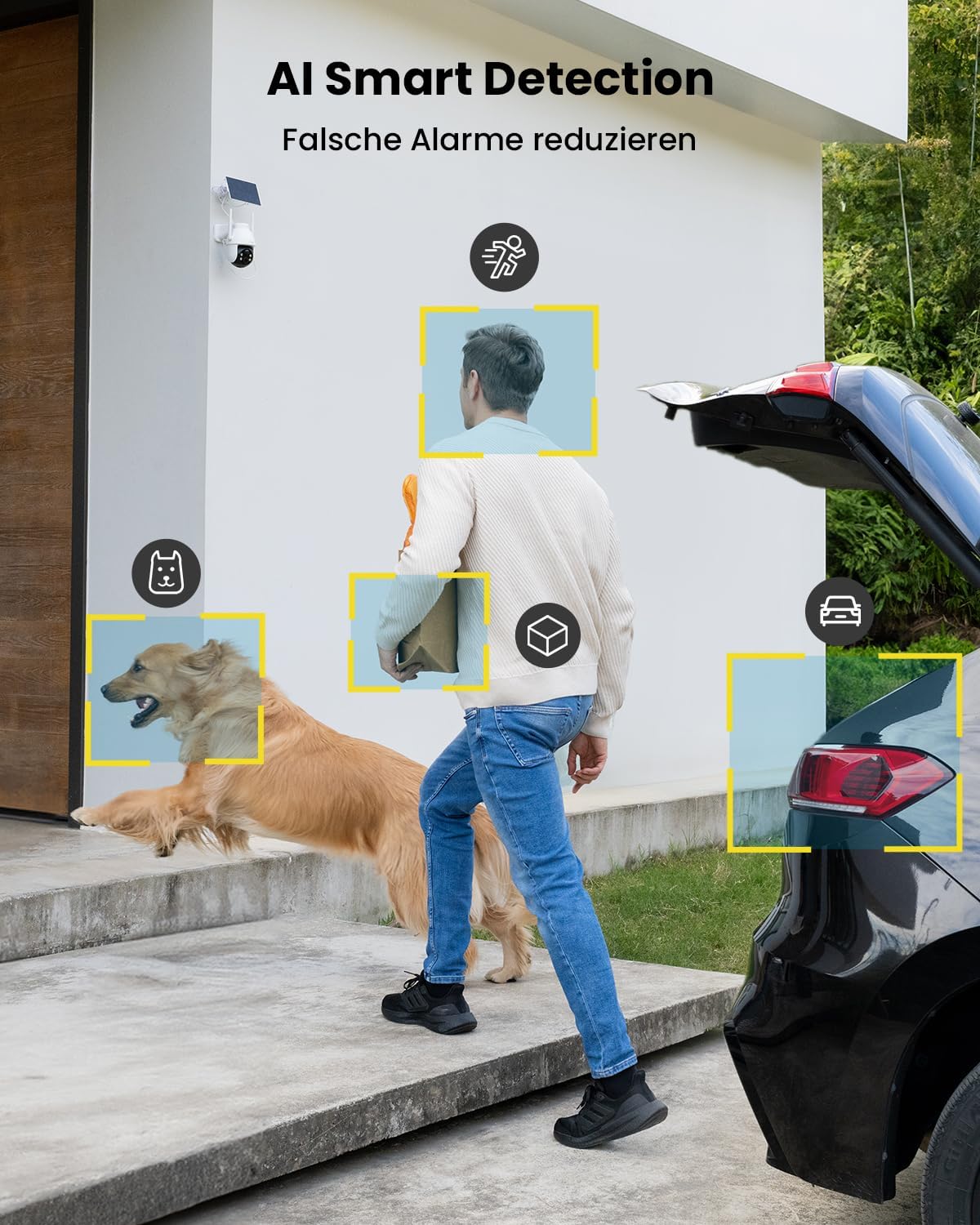 Detalle de ieGeek 2Pcs 2K/3MP Außenüberwachungskamera mit Solarbetrieb – 360° PTZ, PIR, 2 Wege Audio, IP65, kabellos