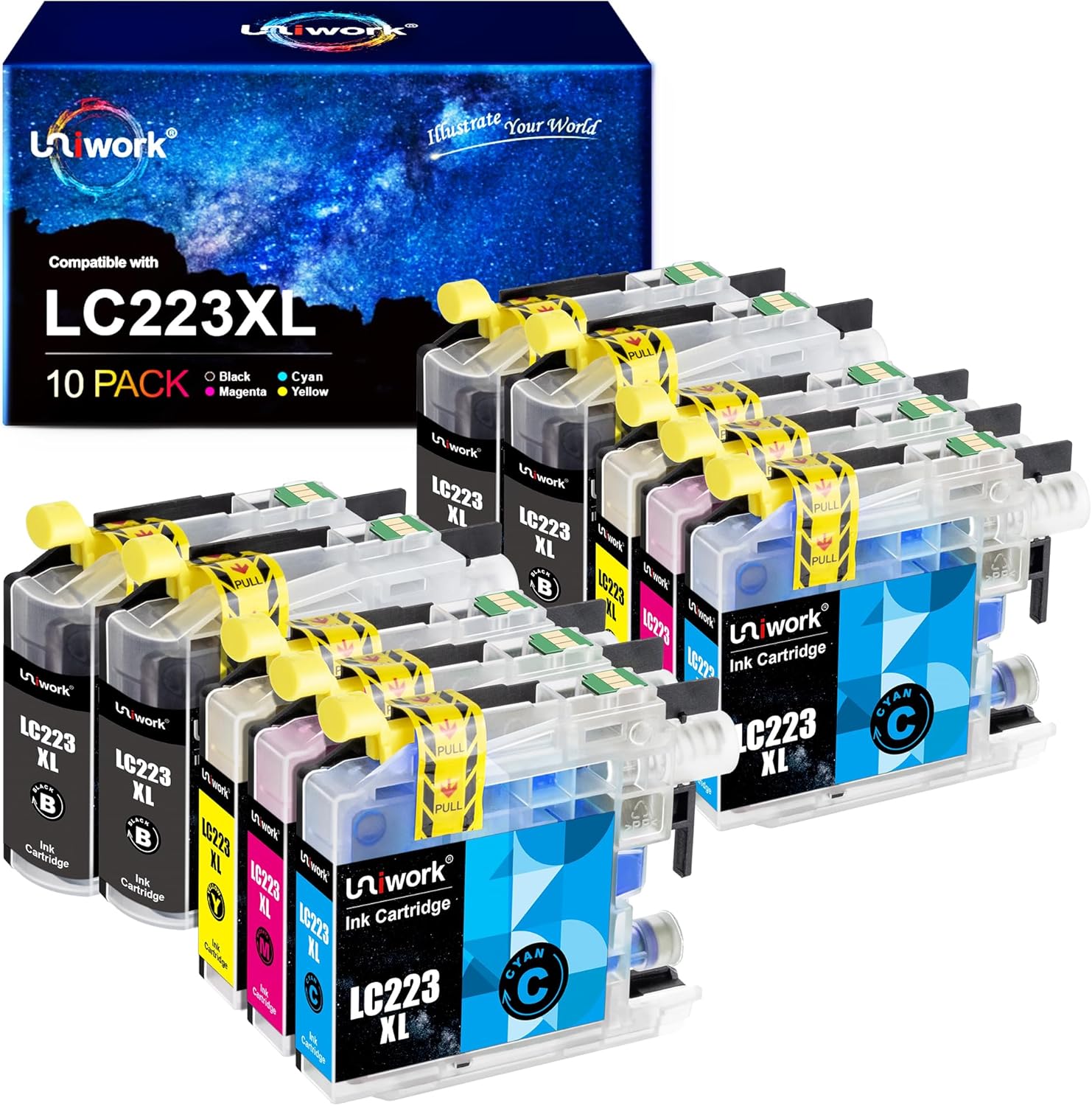 Detalle de Uniwork LC223 XL Druckerpatronen 10er-Pack 🖨