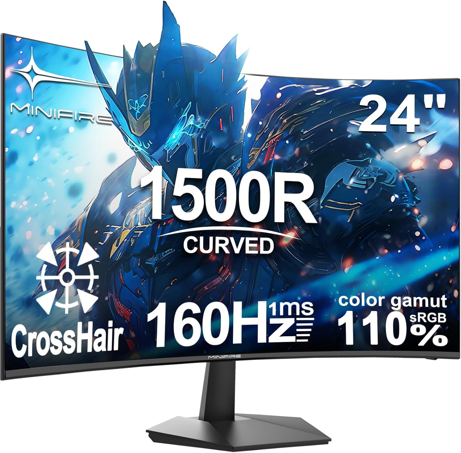 Detalle de Minifire 24-Inch Gaming Monitor (MFG24C1L): 160Hz Curved Full HD for Competitive Play
