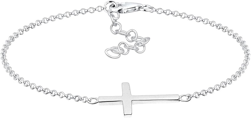 Detalle de Elli Pulseras cruz de Fe Plata 925, bañada oro rosa