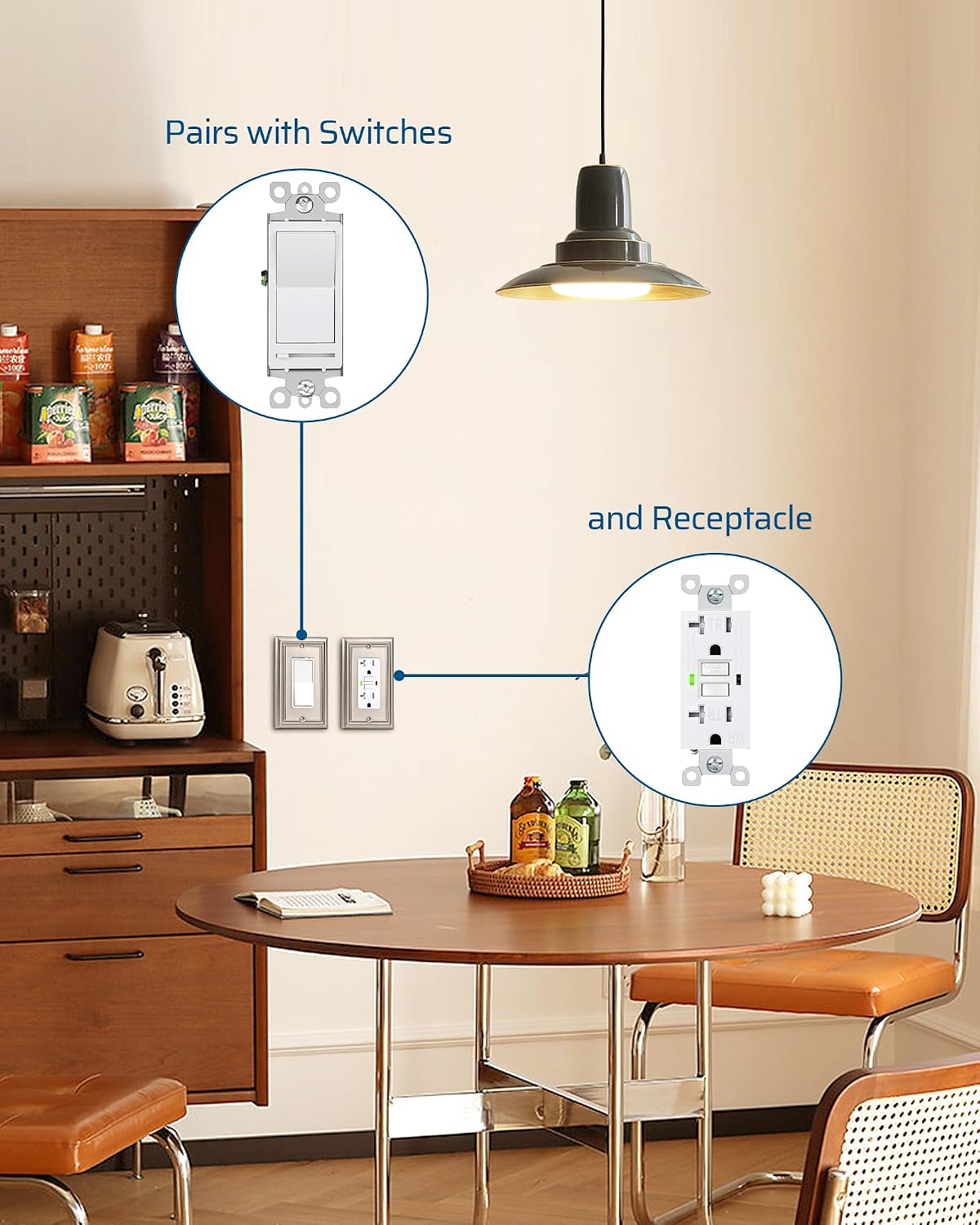 Detalle de DEWENWILS 4-Pack Brushed Nickel Stainless Steel Decorator Wall Plates