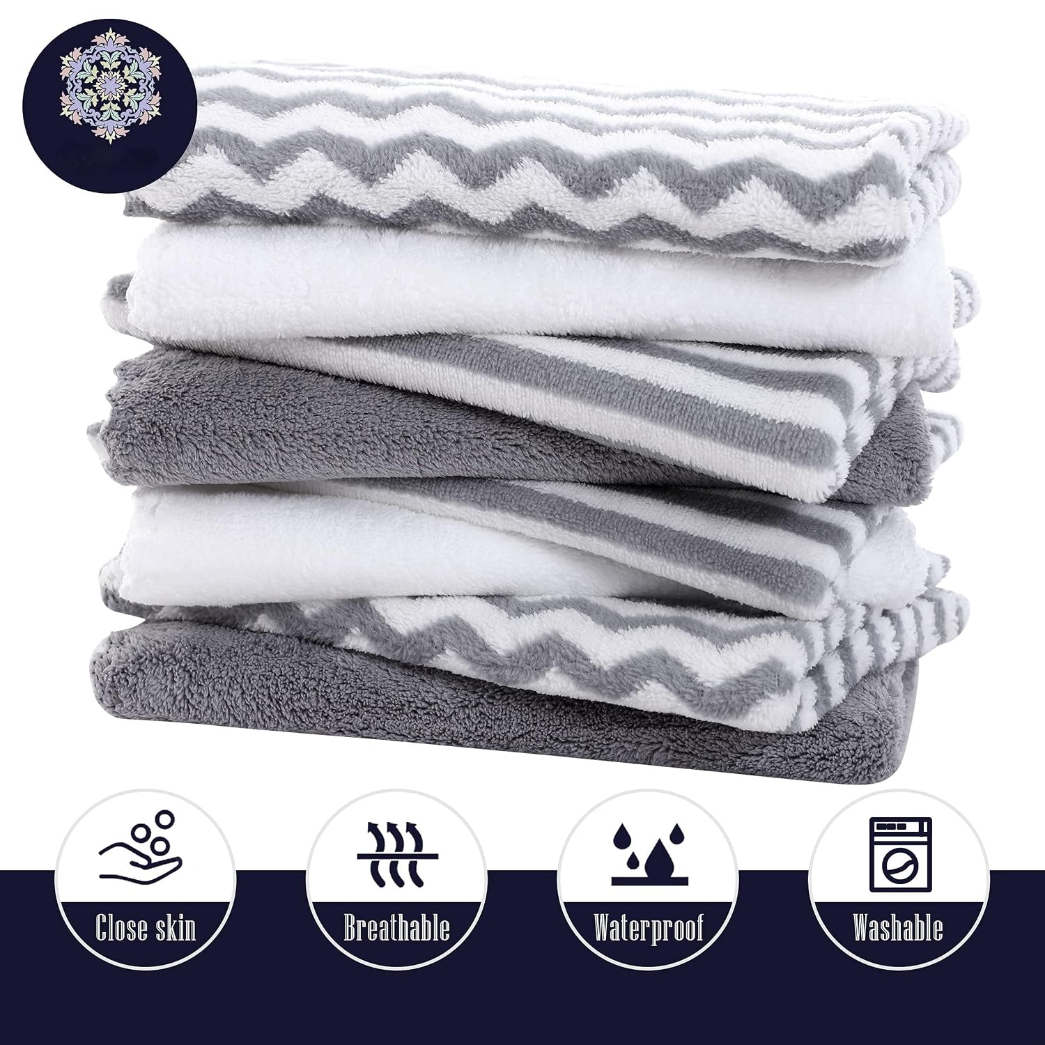 Detalle de BAMBOO QUEEN 8-Pack Baby Burp Cloths, Coral Fleece, 16 × 12 Inch