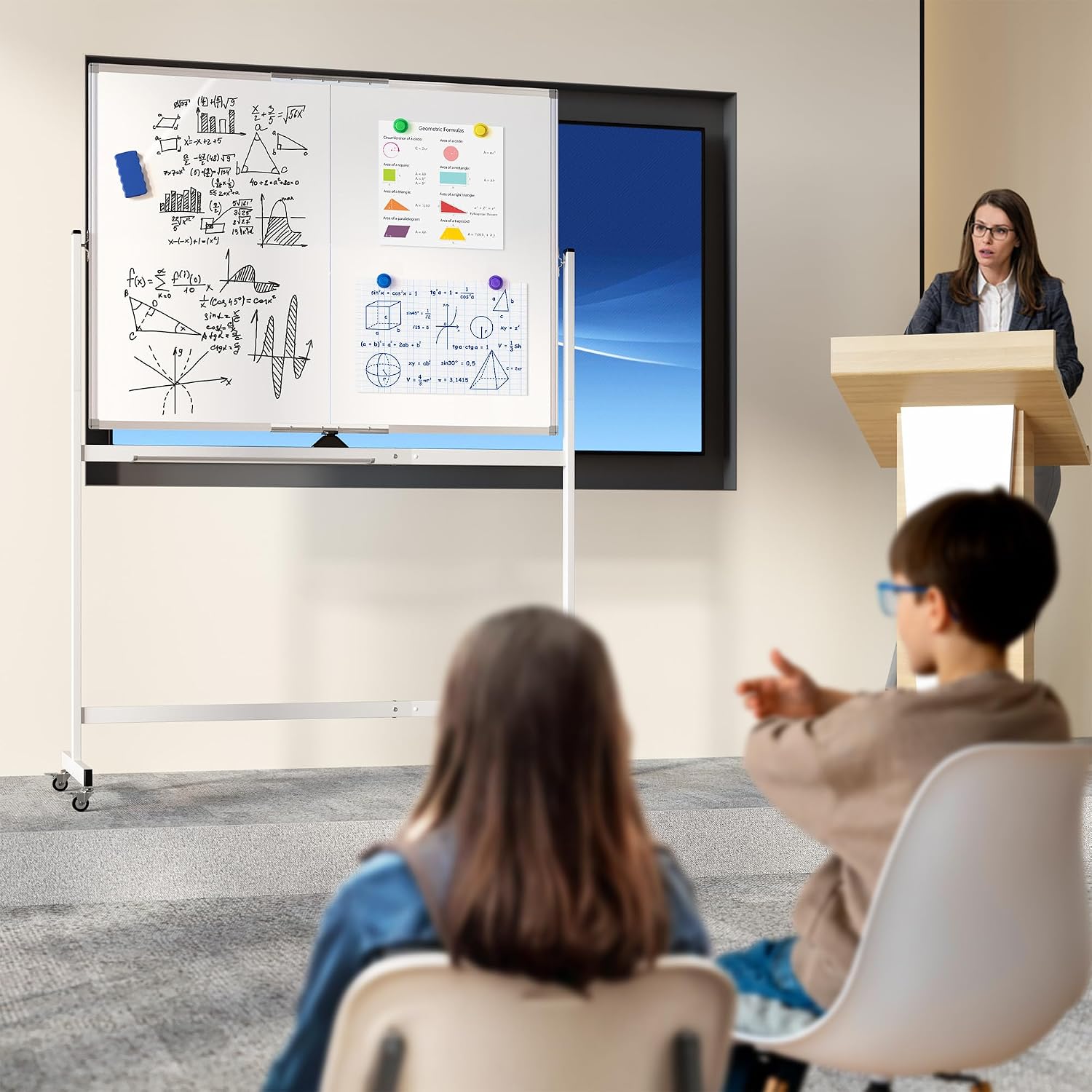 Detalle 2 de Neatsure 08BB Rolling Double-Sided Magnetic Whiteboard, 48" x 36