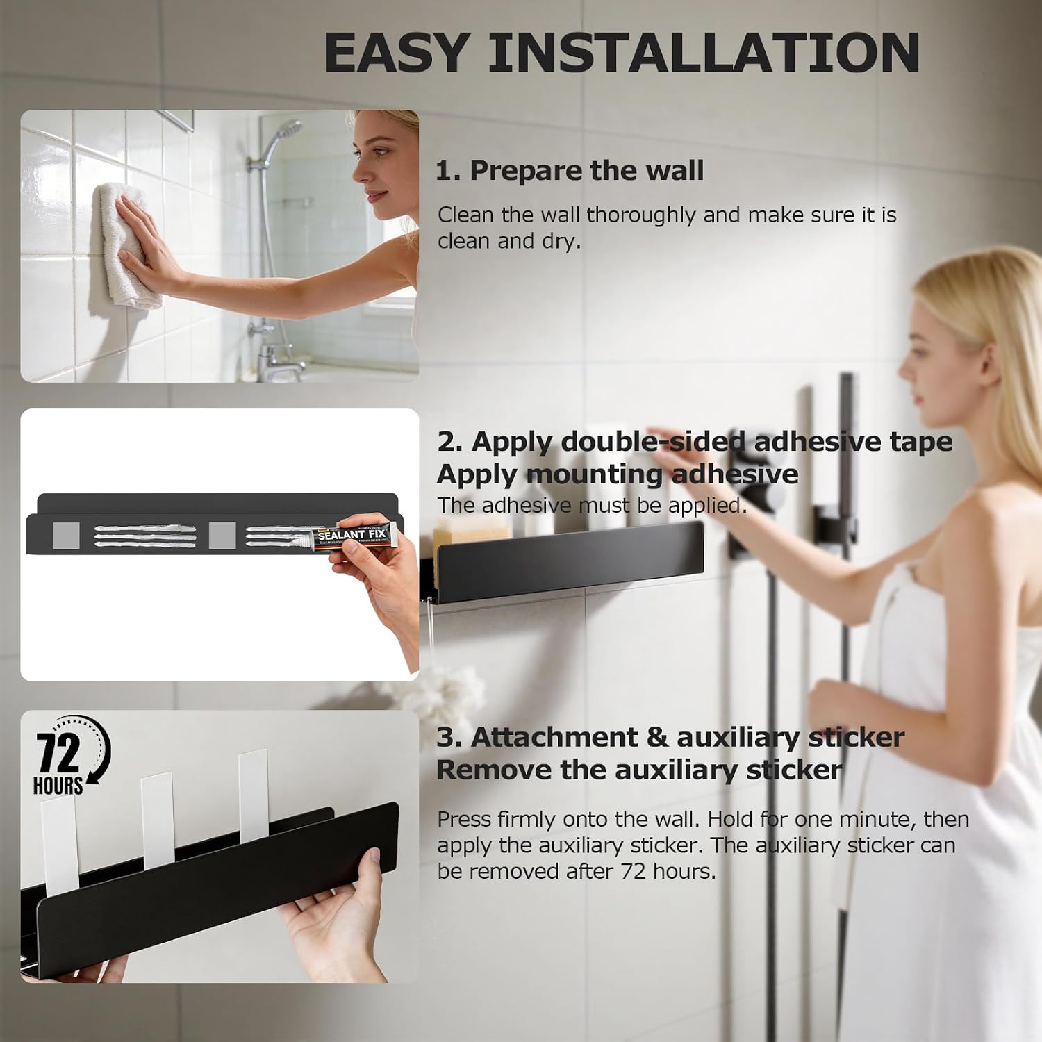 Detalle 2 de REKITA No Drill Shower Caddy, 40cm