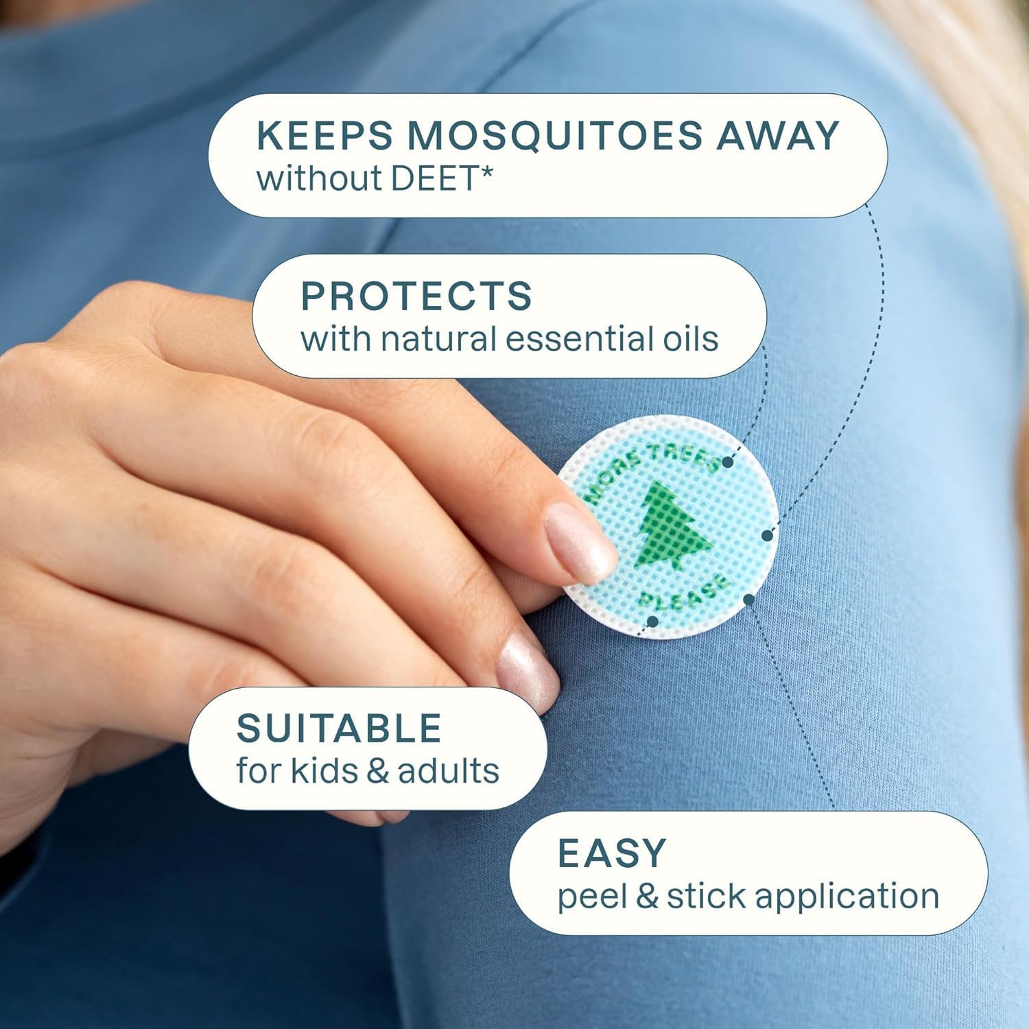 Detalle de Cliganic Mosquito Repellent Bracelet Stickers Pack for Kids & Adults – 20 Bracelets + 30 Patches, DEET-Free, Essential Oil Infused