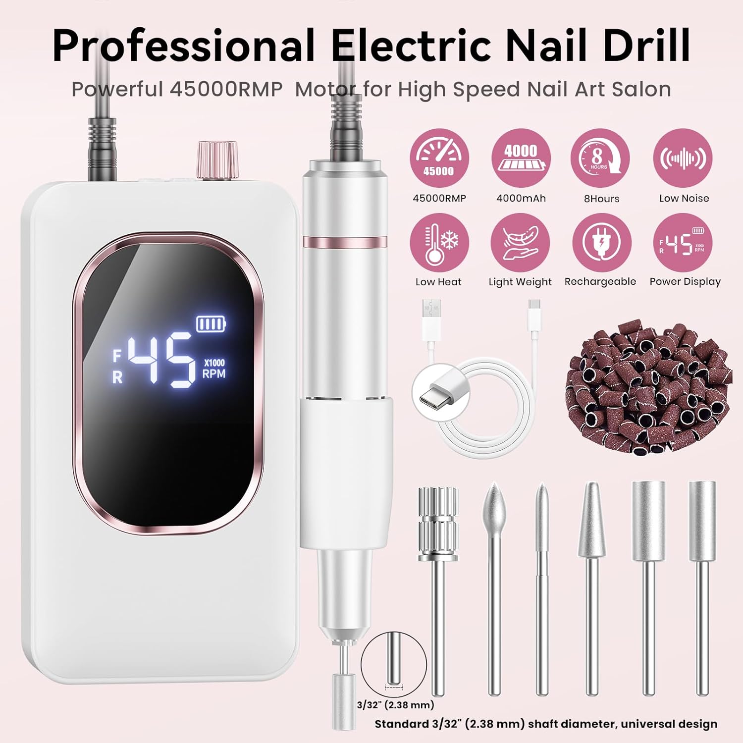 Detalle 2 de Hoxida Professional Nail Drill 45000RPM