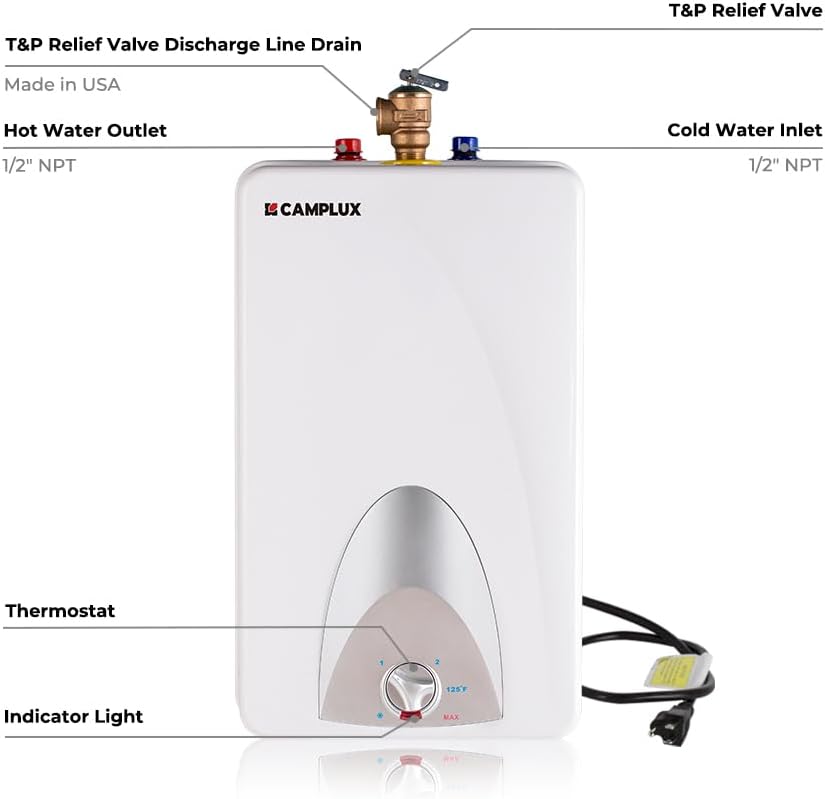 Thumbnail 6 de CAMPLUX ME40 4-Gallon Electric Mini-Tank Water Heater, 1440W, 120V