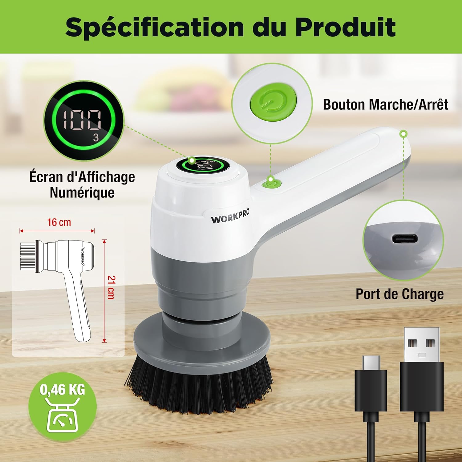 Thumbnail 4 de Brosse de nettoyage rotative WORKPRO 6 brosses
