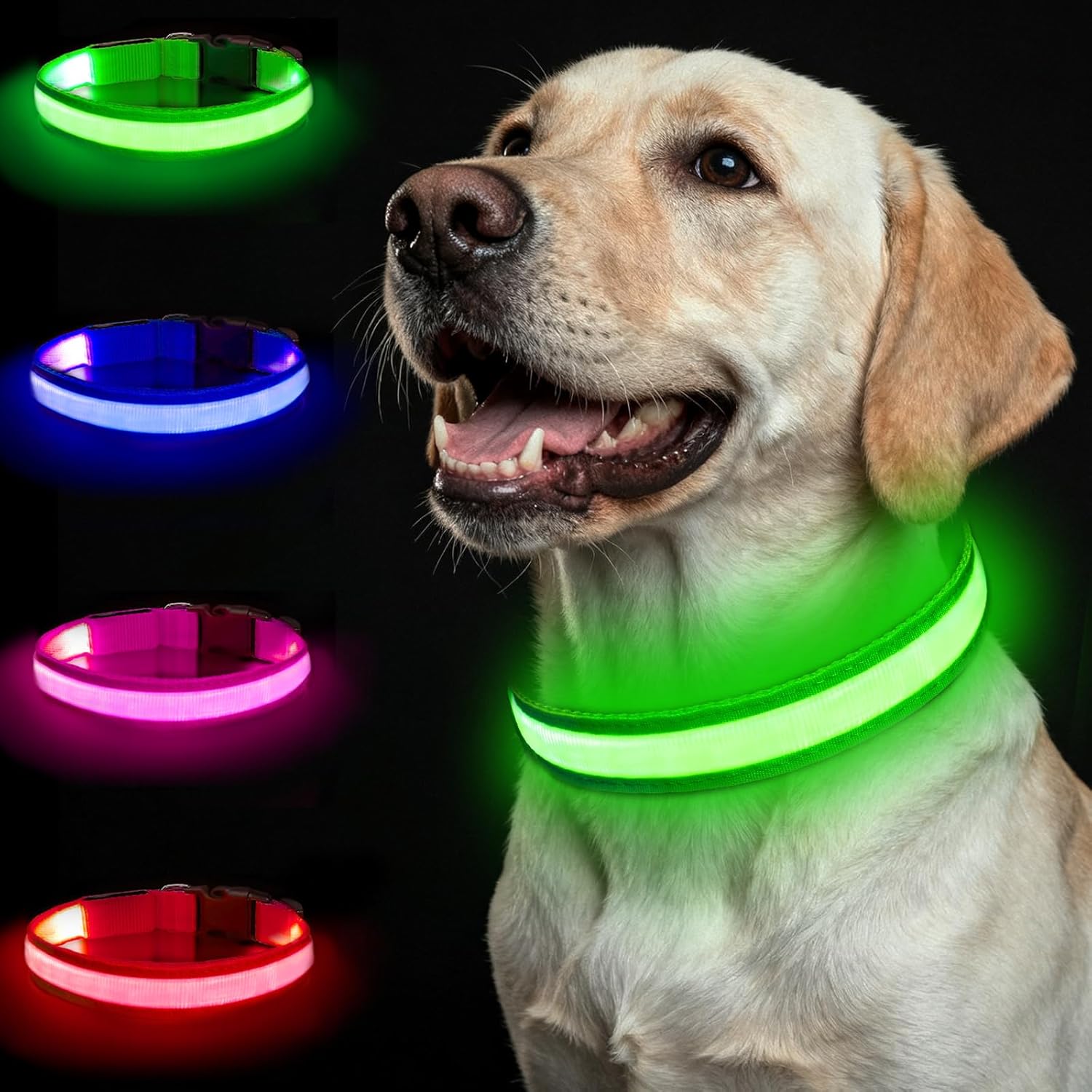 Thumbnail 6 de Nepfaivy Light Up Dog Collar with USB Rechargeable LED Lights (Pink-L) for Night Walks
