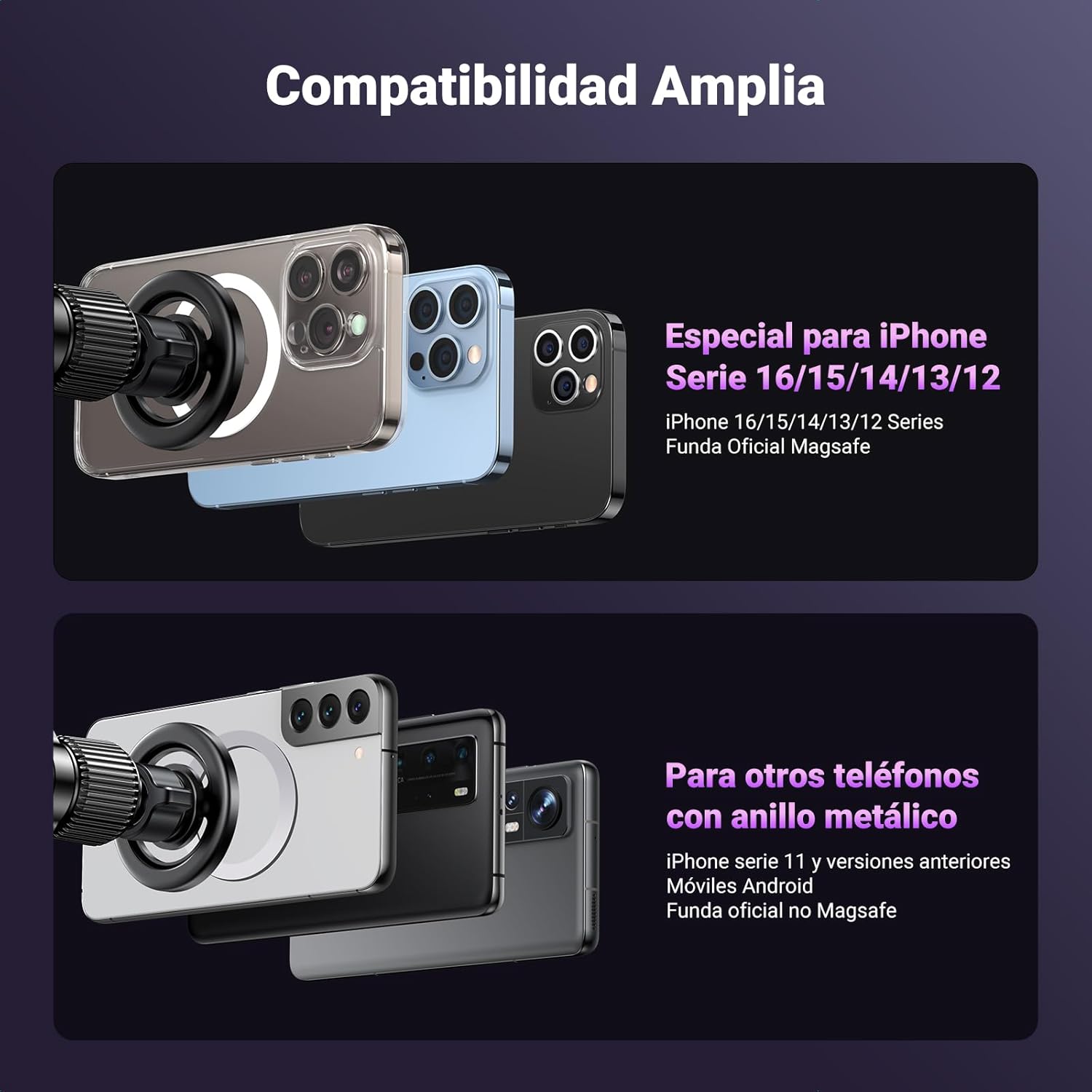 Thumbnail 5 de UGREEN Soporte Móvil Coche Magsafe 2 en 1 🚗 Magnetic para Salpicadero y Rejillas