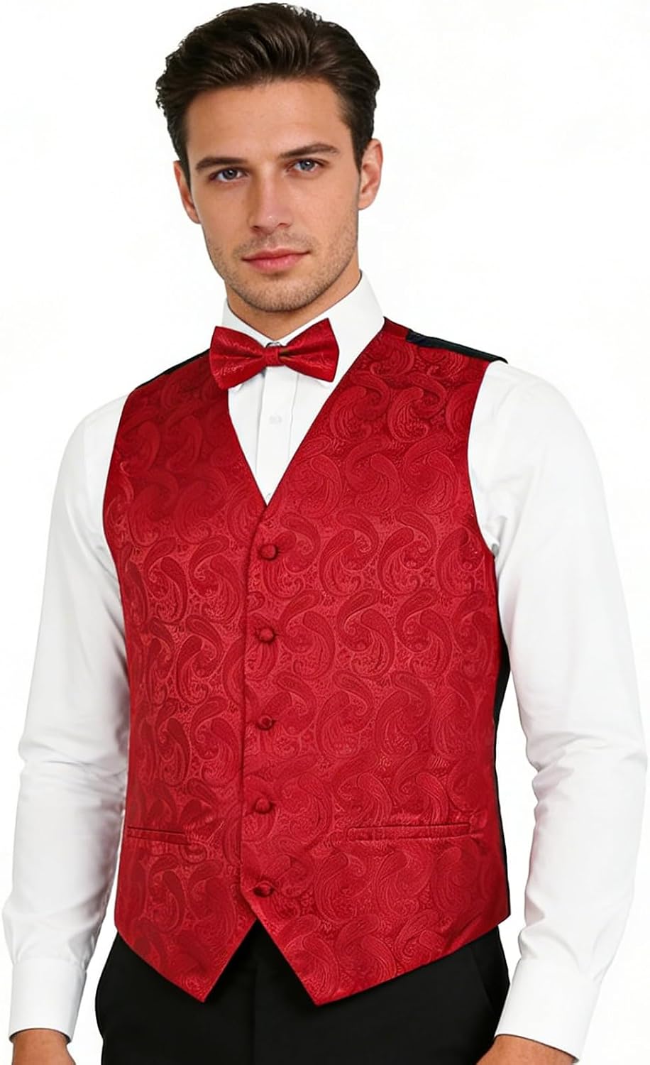Detalle de Alizeal Mens Classic 5 Pcs Paisley Jacquard Suit Vest Set