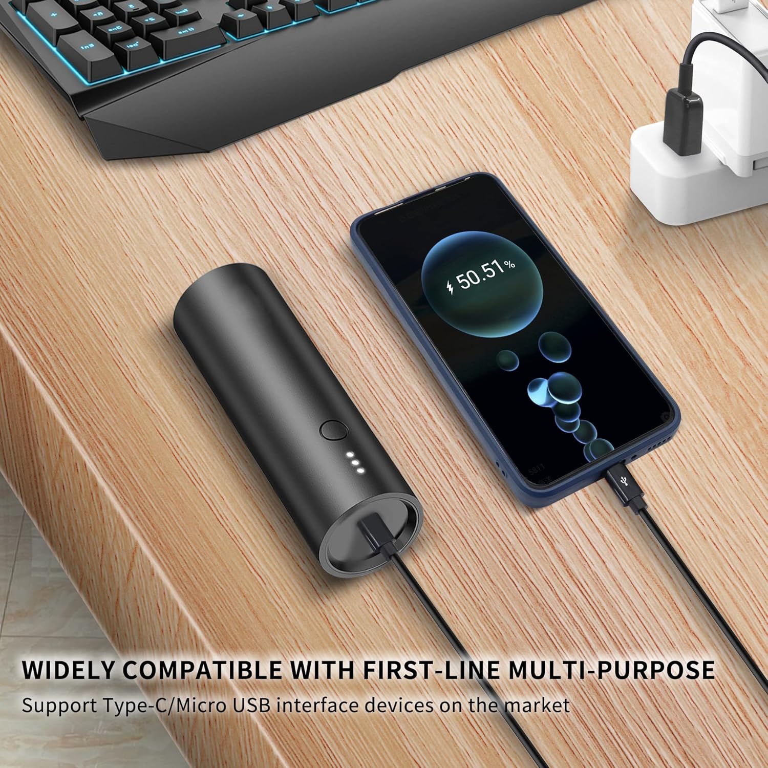 Thumbnail 4 de RIIEYOCA 1Ft Multi Charging Cable (2-in-1) – USB 2.0 A to USB-C & Micro USB splitter (Black)