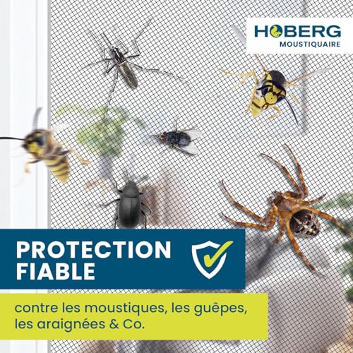 Detalle de Moustiquaire de fenêtre Hoberg avec fixation magnétique — découpe jusqu'à 150 x 130 cm (Noir, 16 aimants)