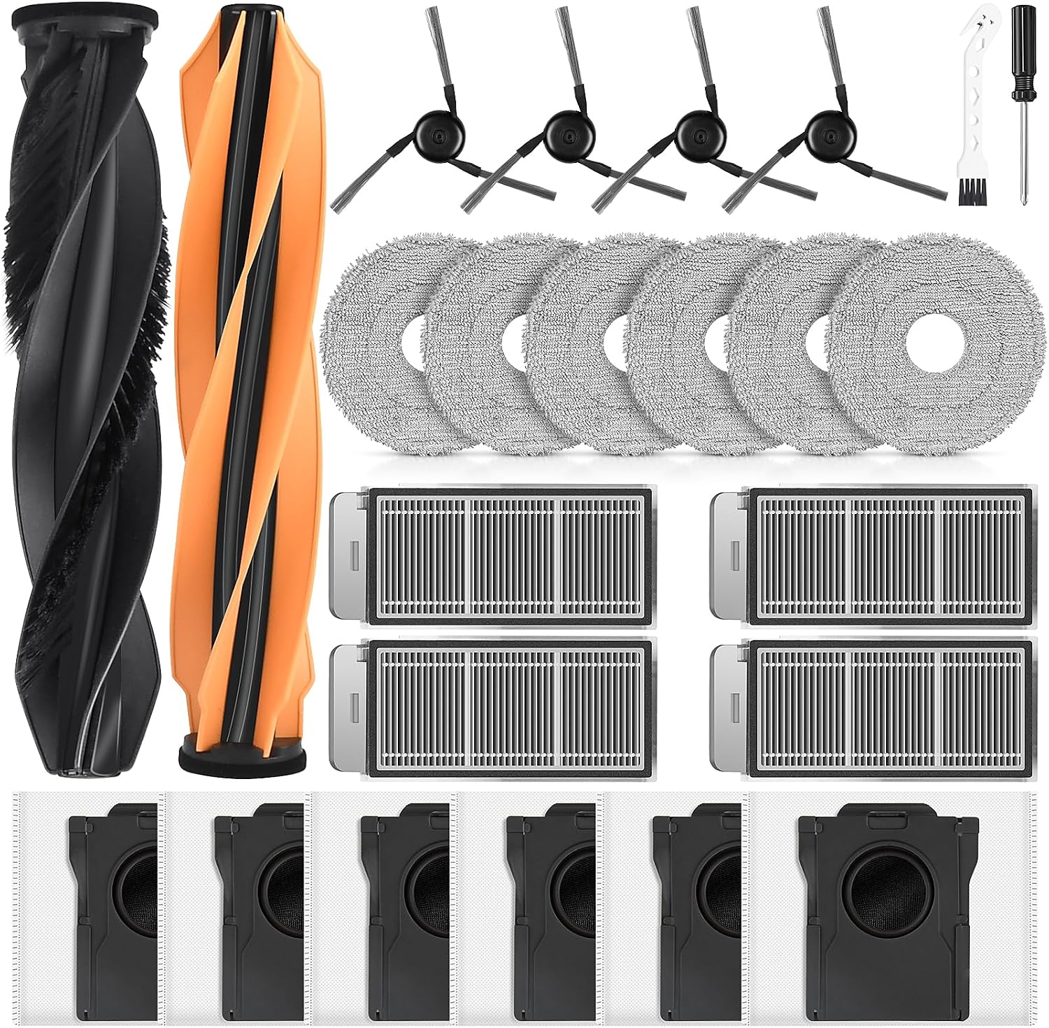 Detalle de 24 Stück Zubehörset für Dreame X50 Ultra Serie – Ersatzteile inklusive Staubbeutel, Filter und Bürsten
