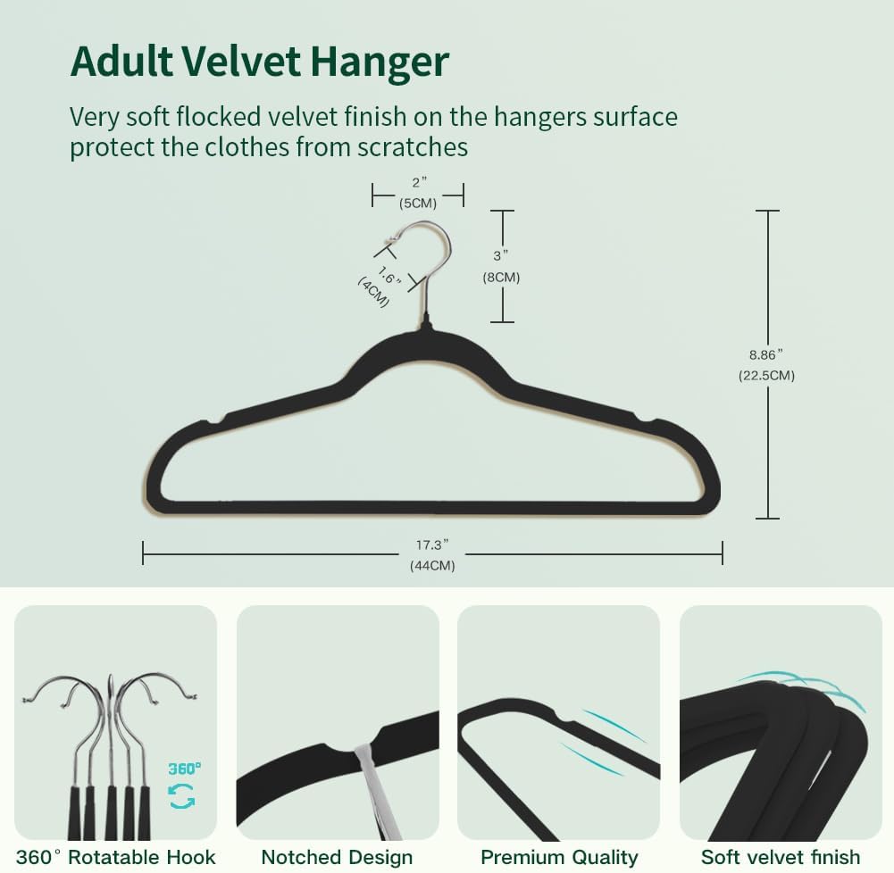 Detalle 2 de Stormix Velvet Clothes Hangers, 17.3-inch