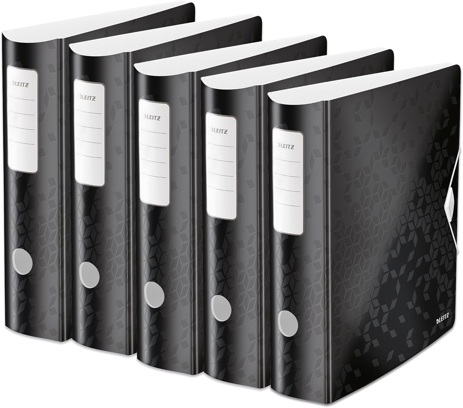 Leitz Qualitäts-Ordner 180° Active WOW – 5er Pack, A4, Schwarz (11060095)