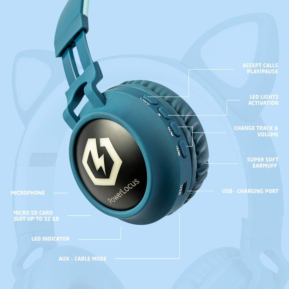 Thumbnail 5 de PowerLocus Auriculares Bluetooth para Niños 🎧, Sonido Seguro y Plegable