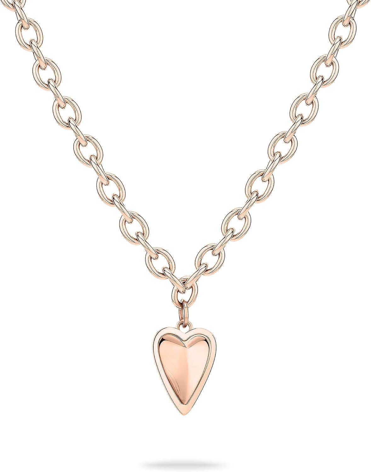 Detalle de LIEBESKIND BERLIN Damen Schmuck mit Herz – Funkelnde Kette aus Edelstahl, Roségold-Option, passend zu Armband und Ohrringen