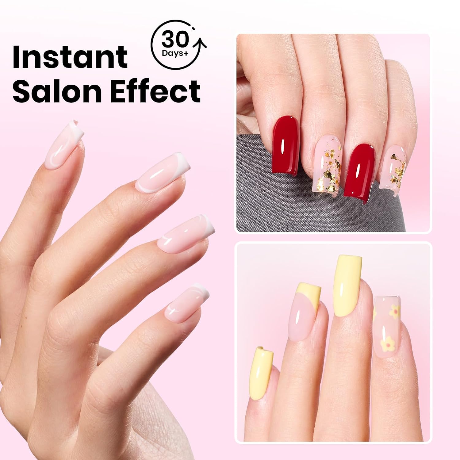 Detalle 2 de Beetles Tipex Lite Apex Nail Tips Kit: Short Square 192pcs with Glue, Base & Top Coat, Mini UV Lamp, Nail Clipper & Cuticle Nipper