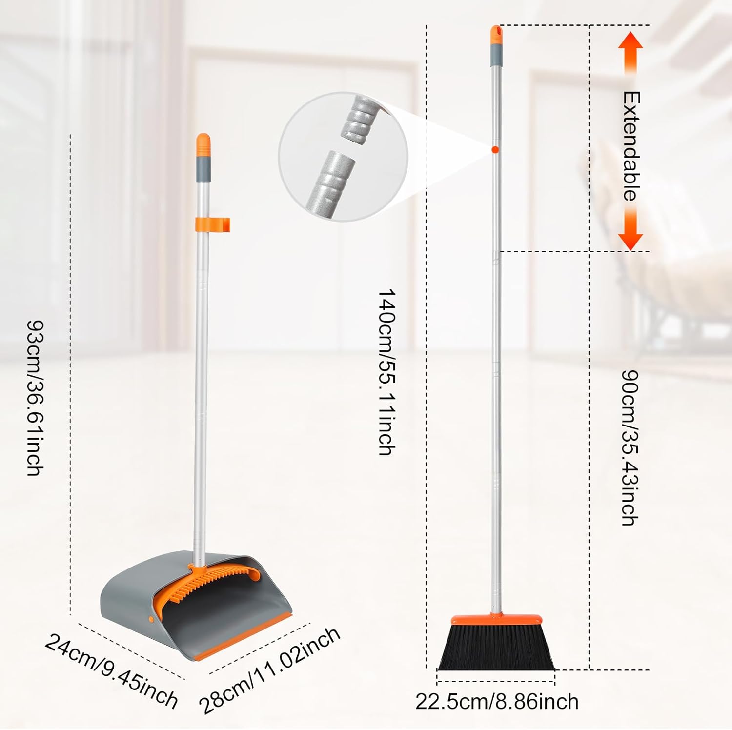 Detalle 2 de Jekayla Long Handled Dustpan and Brush Set 54in