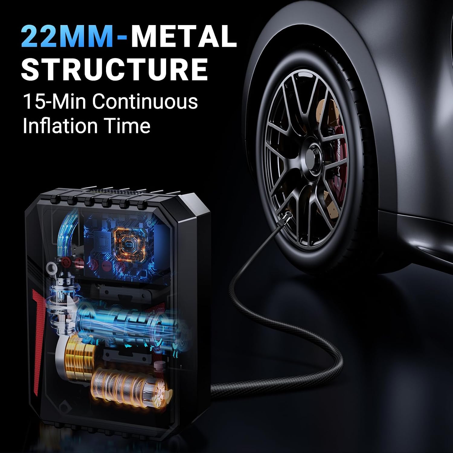 Detalle de Ipflin Tyre Inflator Air Compressor – 12V Digital Car Tyre Pump with Auto Shutoff