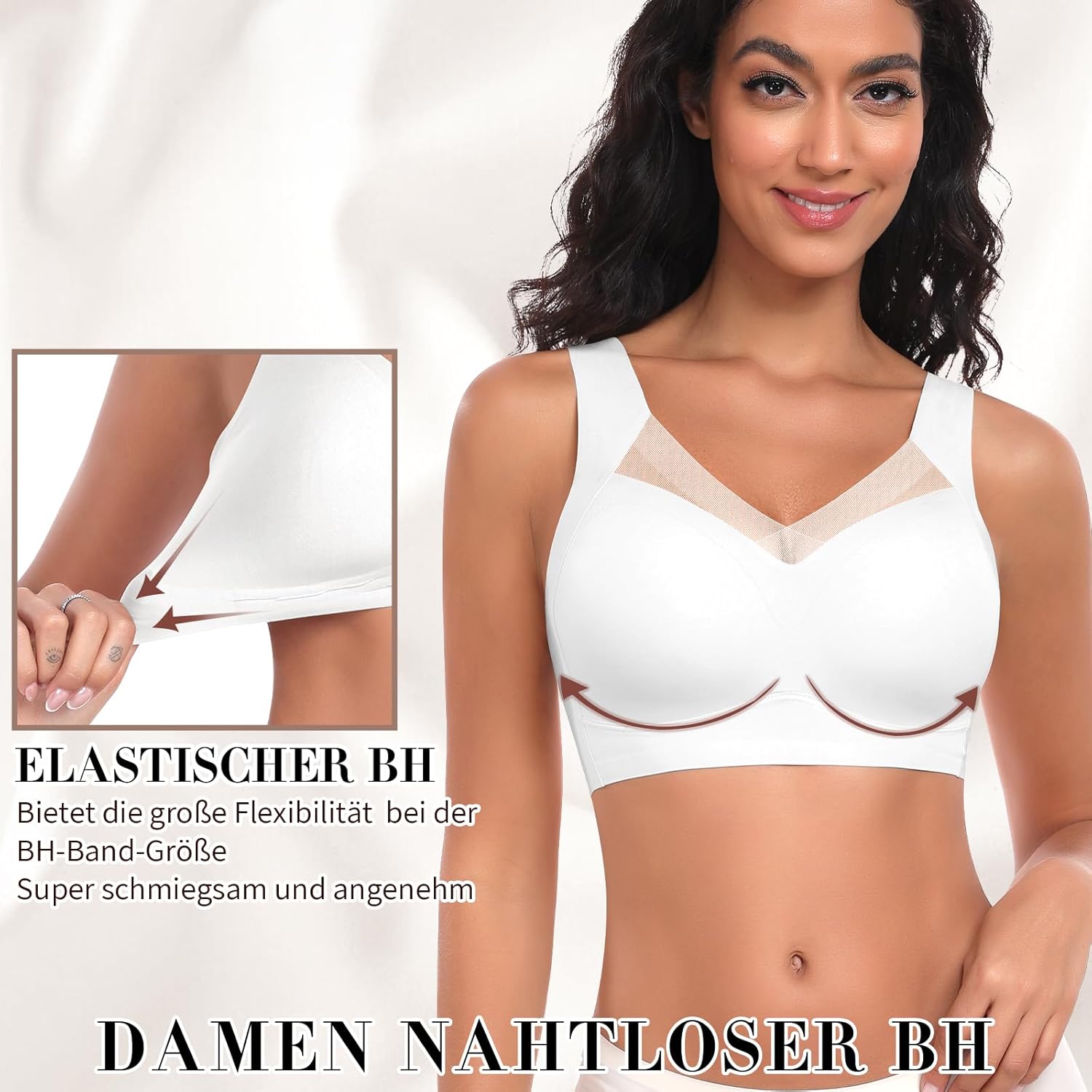 Thumbnail 3 de Nahtloser Damen-BH ohne Bügel (Bügelloser Soft-BH) mit gepolsterten Cups und Tüllbesatz
