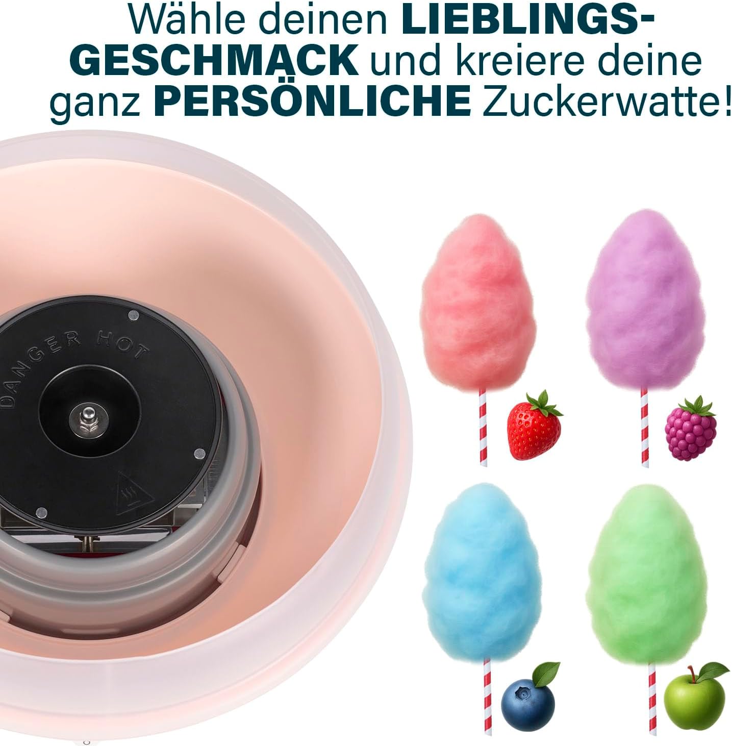 Detalle de Princess Zuckerwattemaschine 500W – kompakt, BPA-frei und sofort einsatzbereit