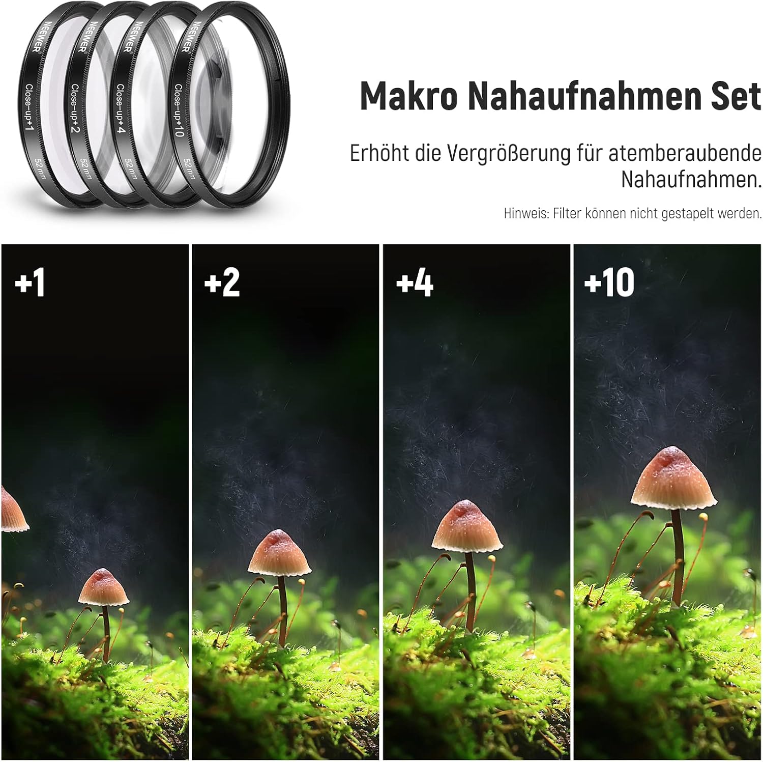 Thumbnail 4 de NEEWER 52-mm Objektiv- und ND-Filter-Set mit Weitwinkel-/2,2x Tele-Optik und ND2/ND4/ND8