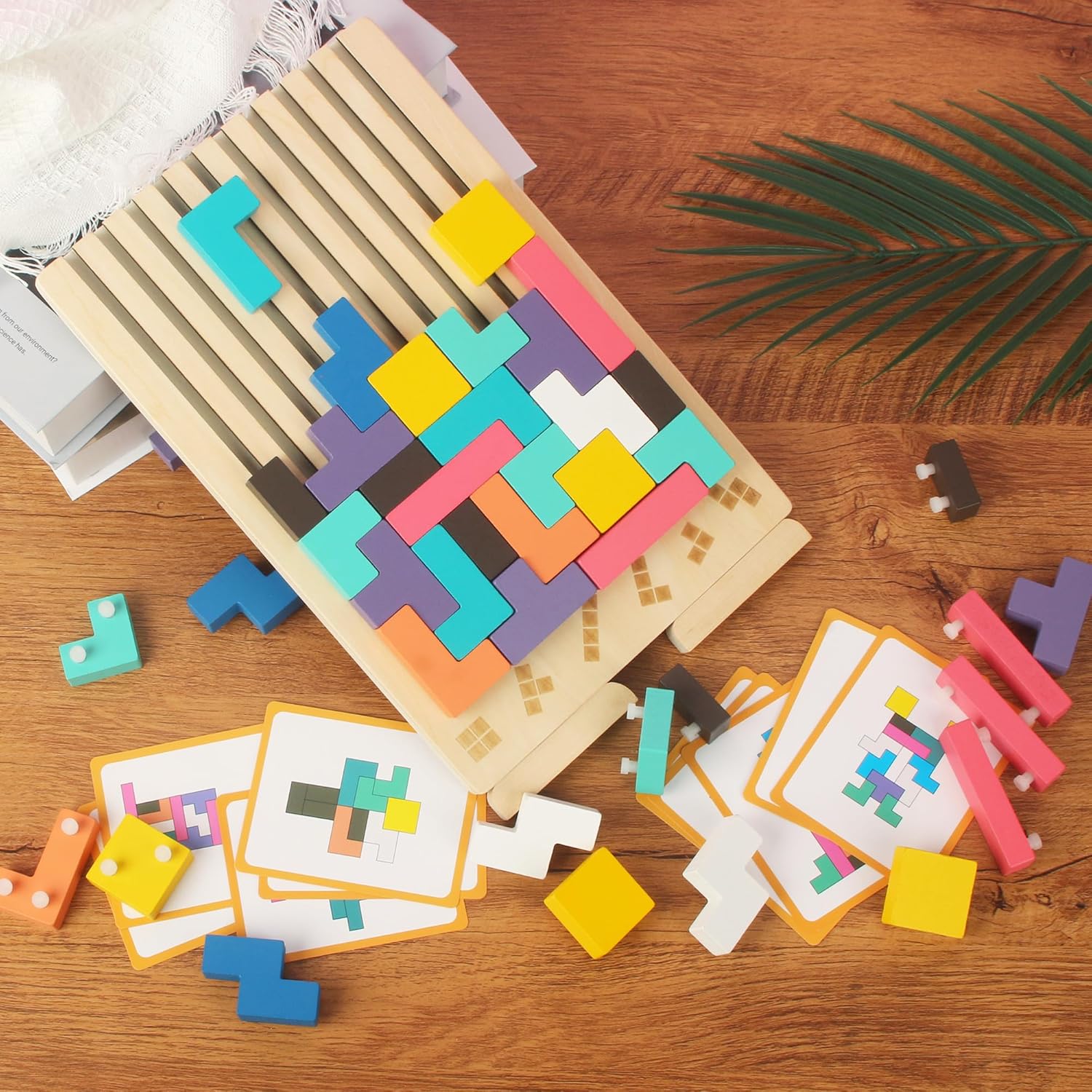Thumbnail 6 de ACOMTUO Gioco Impilabile in Legno Tetris – Puzzle educativo per bambini (10 carte)