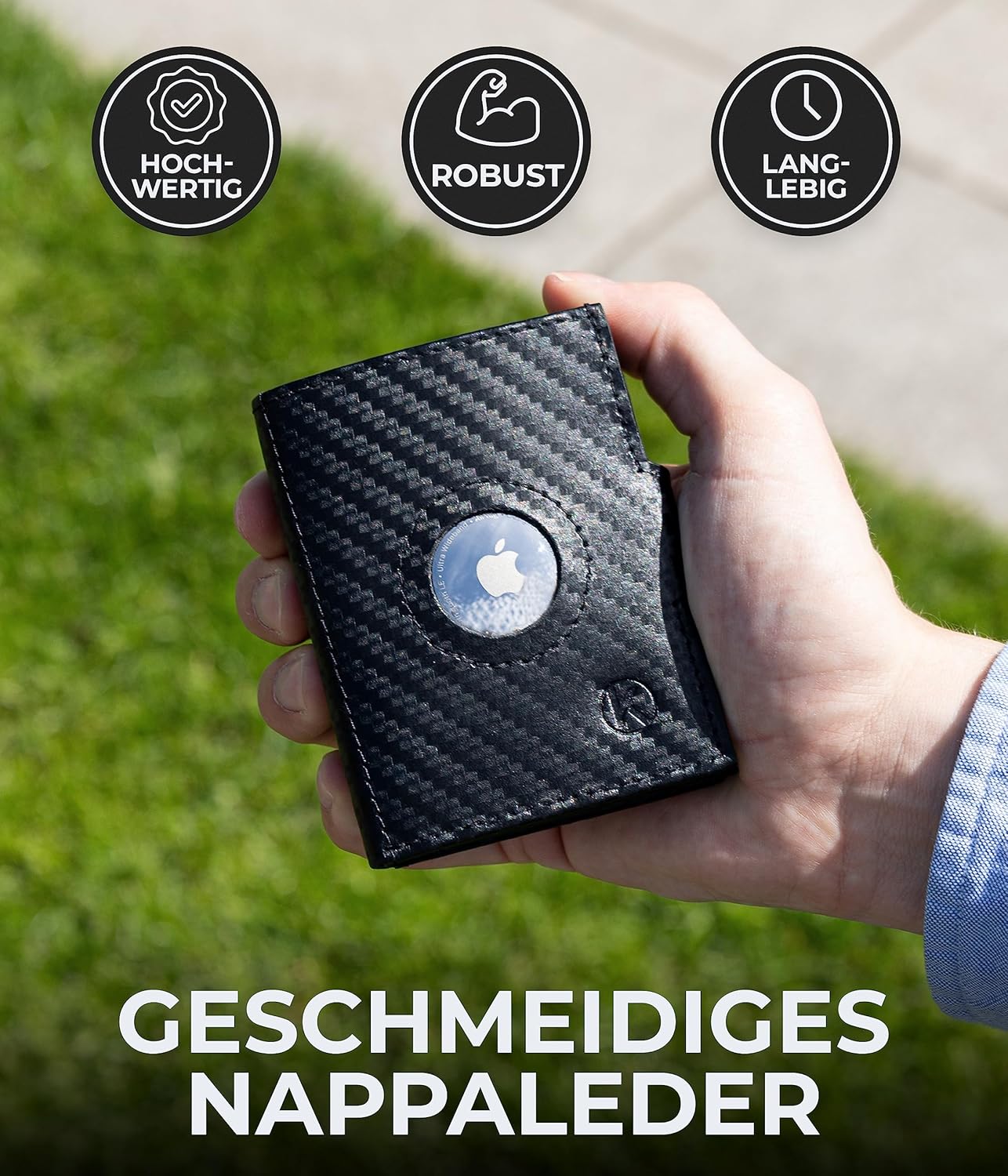 Thumbnail 2 de KORUTA Airtag Wallet 9,5 cm Carbon Schwarz