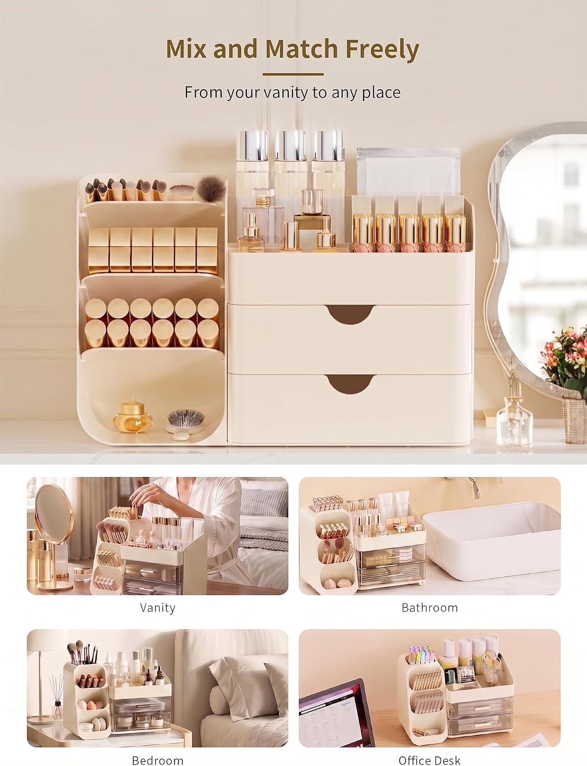 Thumbnail 6 de Makeup Organizer with Drawers Large Vanity Storage