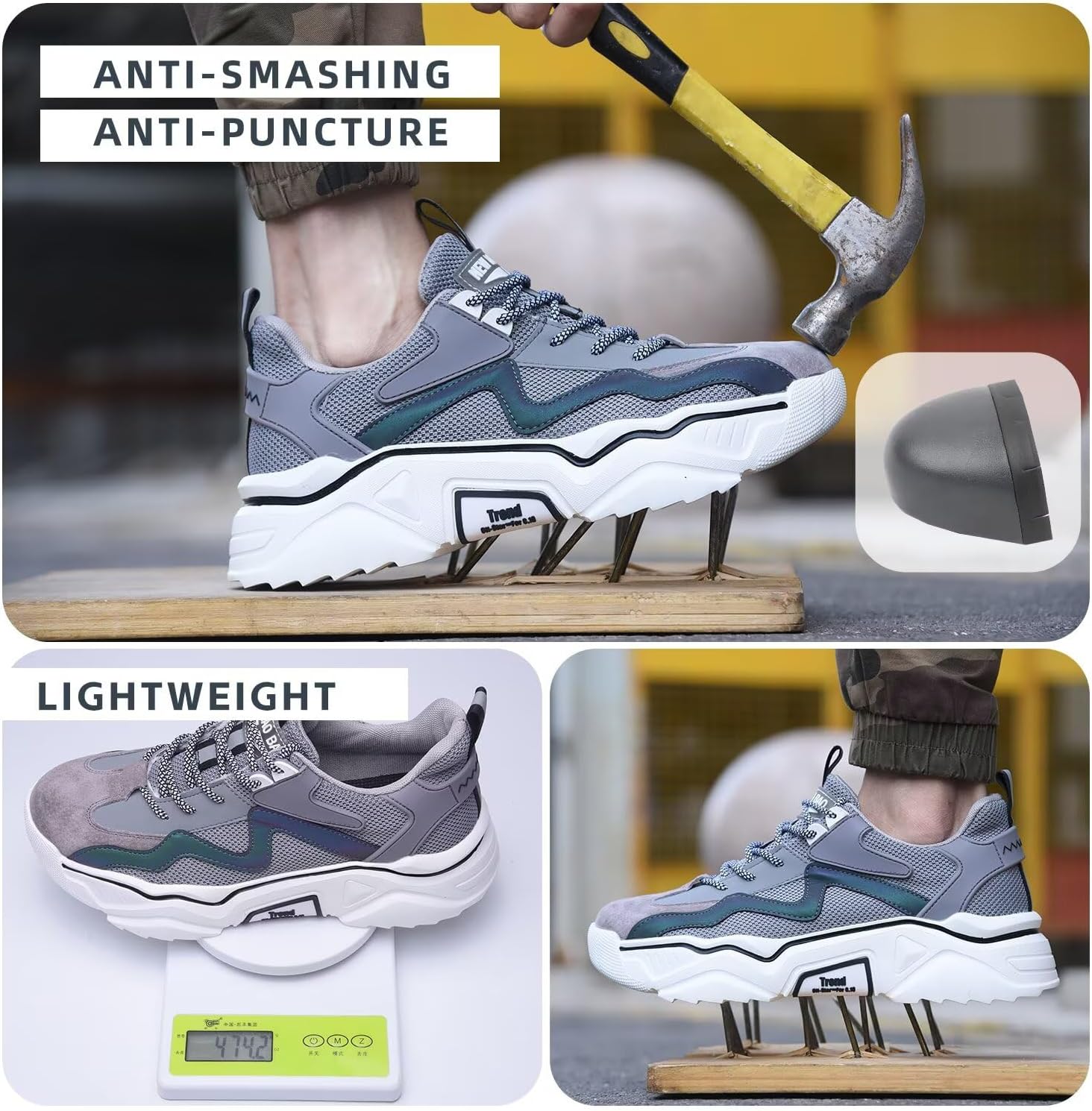 Thumbnail 5 de Annvia Safety Shoes for Women: Steel Toe Cap Trainers with Anti-Smash, Kevlar Anti-Piercing 5.0, Breathable Non-Slip Work Shoes